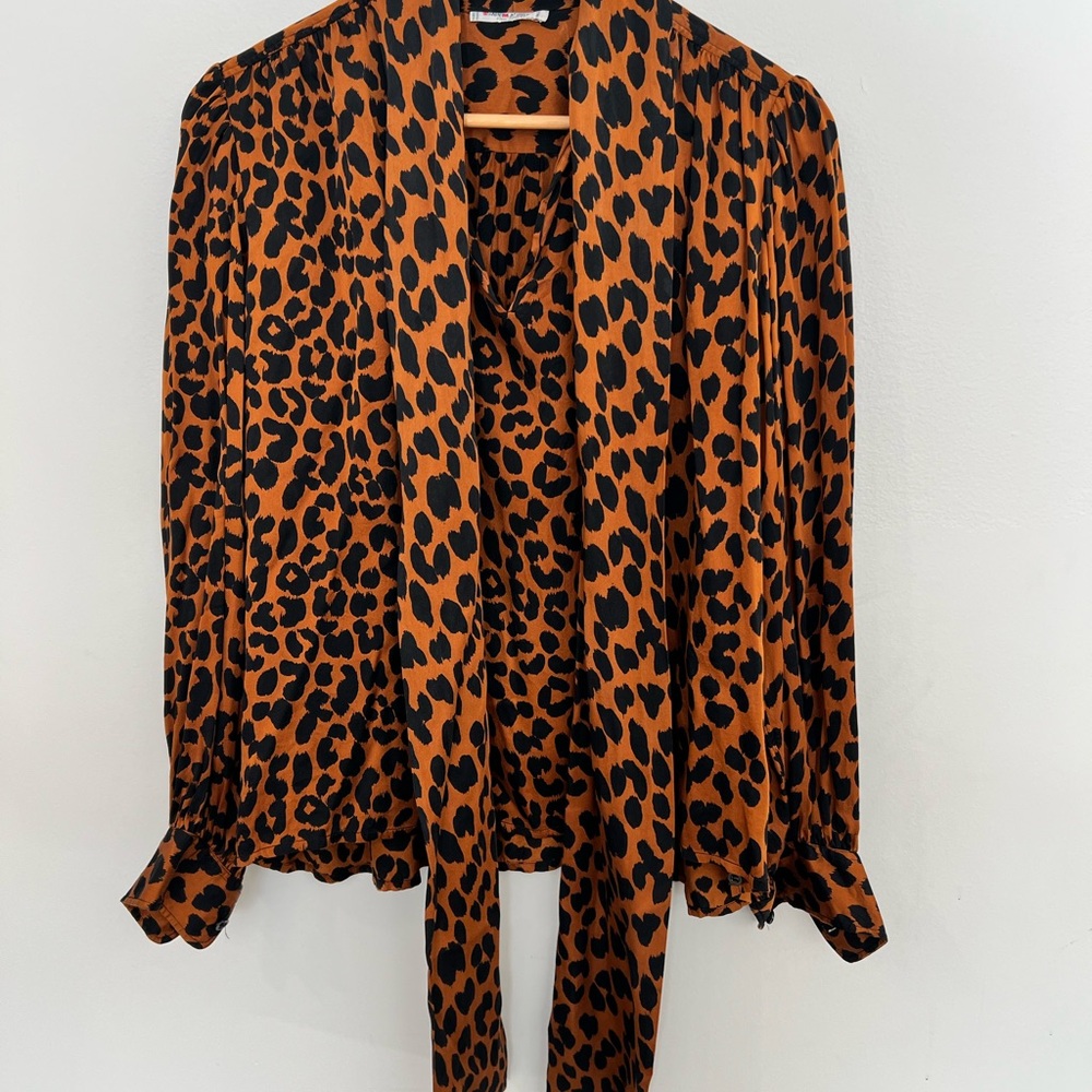 Saint Laurent Animal Print Blouse with Bow - Picture 3 of 6